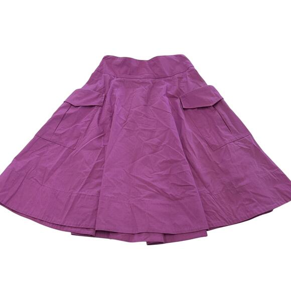 eShakti Skirt Womens 8 Purple‎ Flare A-Line Cargo Pockets Stretch Cotton Spandex - Picture 1 of 6